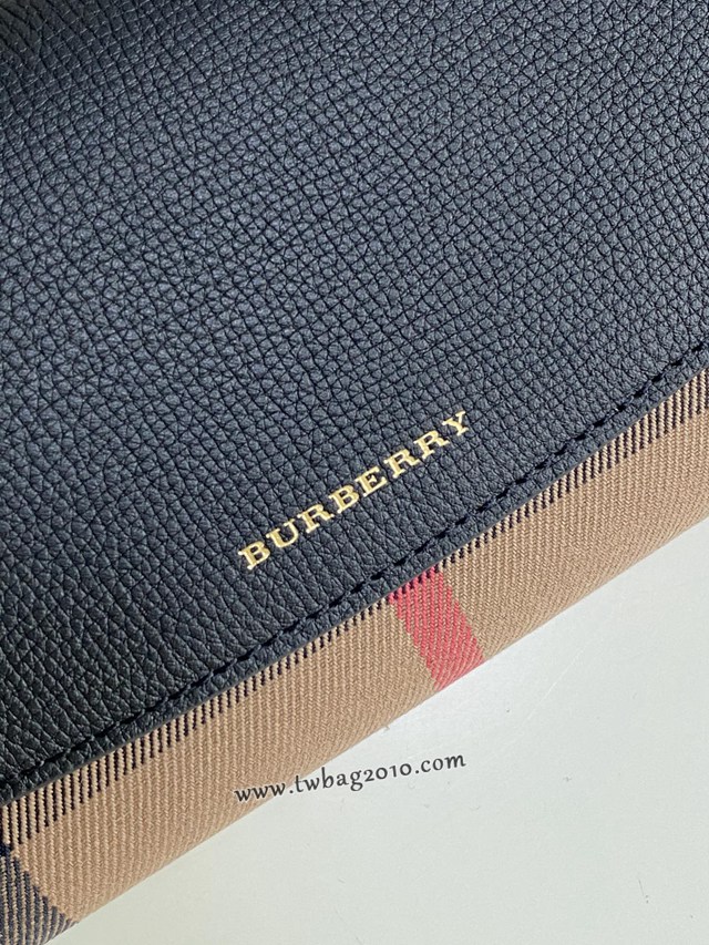 Burberry專門店新款House格紋拼皮革錢夾 巴寶莉小型手袋鏈條錢包 yxb1228